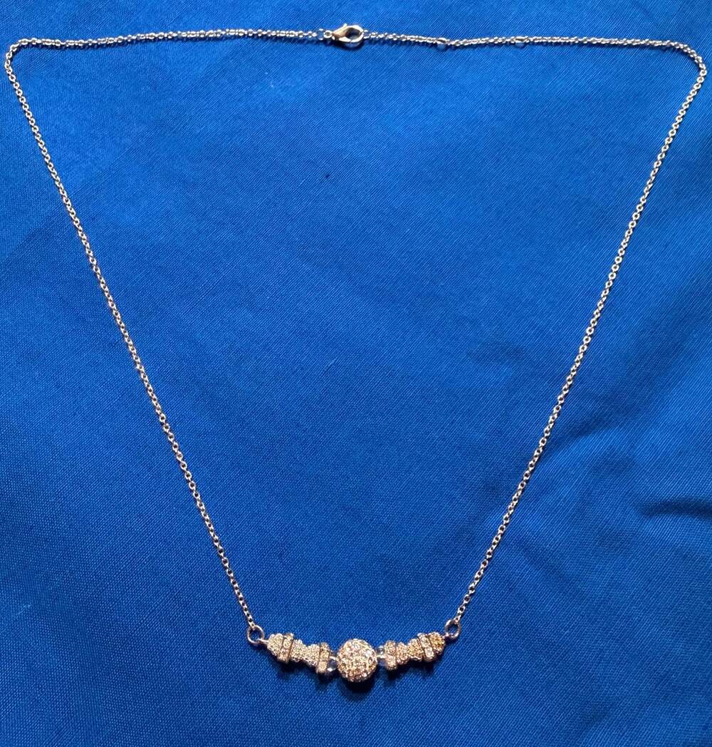 Costume Jewelry Gold Tone Pave Crystal Ball and Beaded Station Necklace
Selling